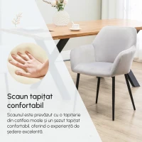 HOMCOM Set de 2 scaune de sufragerie, decorative din material textil din catifea, gri deschis(m-7)