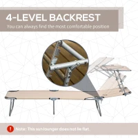 Outsunny Outdoor Foldable Sun Lounger Set of 2, 4 Level Adjustable Backrest Reclining Sun Lounger Chair with Angle Adjust Sun Shade Awning for Beach, Garden, Patio, Sand(m-4)