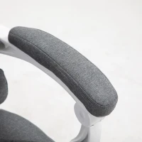 Vinsetto Bürostuhl mit ausklappbarer Fußstütze, Chefsessel, verstellbare Rückenlehne, Leinenoptik, Grau(m-10)