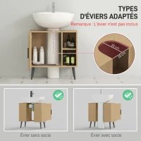 HOMCOM Meuble sous lavabo salle de bain avec porte à fermeture progressive et étagère réglable, 60 x 30 x 59,5 cm, chêne(m-4)
