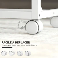 HOMCOM Table d'appoint avec roulettes en forme de C réglable en hauteur avec plateau inclinable, chêne et blanc(m-5)