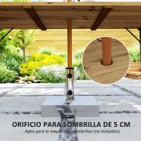 Outsunny Mesa de Jardín Exterior de Madera 175x80x75 cm con Orificio para Sombrilla y Encimera de Listones Natural(m-6)