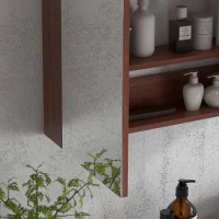 kleankin 63Wx60H cm Double Door Wall-Mount Bathroom Mirrored Cabinet Medicine Storage Closet(m-9)