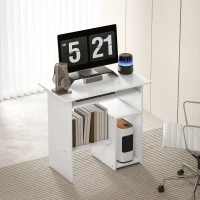 HOMCOM Computertisch, Schreibtisch, Spanplatte, Metall, 80 x 45 x 75 cm, Weiß(m-7)