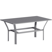 Outsunny Metal Garden Coffee Table, Rectangular Outdoor Side Table with Slatted Tabletop, Foot Pads for Outside, Garden, Balcony, Porch, 91.5 x 55 x 45cm, Dark Grey