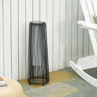 Outsunny Patio Garden Solar Powered Lights Woven Resin Wicker Lantern Auto On/Off(m-2)