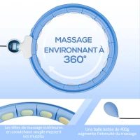 SPORTNOW Hula Hoop Cerceau avec Picots de Massage ajustable de 76 à 113 cm de tour de taille 16 segments amovibles, bleu clair(m-4)