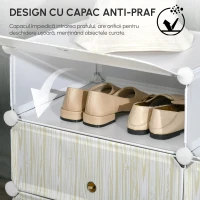 HOMCOM Mobilier pentru incaltaminte modular, 6 cuburi 45x35x17cm din plastic PP si otel, alb(m-6)
