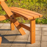 Outsunny Round Table W/3 Attached Benches-Fir Wood(m-10)