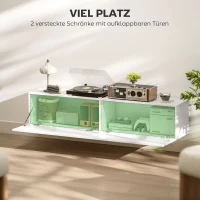 HOMCOM Wandgemonteerde Tv-kast, Zwevende Tv-console met Veel Afzetgebied en Opbergruimte, Spaanplaat, Wit(m-5)