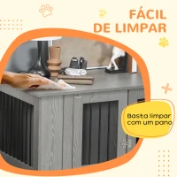 PawHut Gaiola para Cães Grandes Desmontável 2 em 1 Mesa Auxiliar com 2 Portas com Trava e 4 Janelas 114x60x82 cm Cinza(m-8)