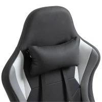 Vinsetto Ergonomischer Gaming Stuhl Bürostuhl Schreibtischstuhl, Drehstuhl Höhenverstellbar, Verstellbares Lendenkissen mit Fußstützen Schwarz 62x52x128 cm(m-8)
