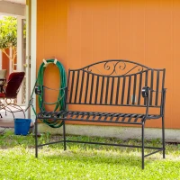 Outsunny ławka ogrodowa 2-osobowa z podłokietnikiem na balkon ogrodowy szary(m-10)