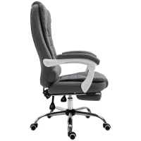Vinsetto Bürostuhl mit ausklappbarer Fußstütze, Chefsessel, verstellbare Rückenlehne, Leinenoptik, Grau(m-11)