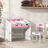 AIYAPLAY Conjunto de Secretária e Cadeira para Crianças com Gaveta Amovível e Compartimento para Dormitório Sala de Jogos Rosa e Branco(m-3)