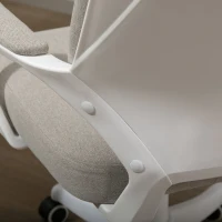 Vinsetto Bürostuhl Schreibtischstuhl Home-Office-Stuhl mit Wippenfunktion Rückenlehne höhenverstellbarer dick gepolstert ergonomisch 360°-Drehräder Polyester Nylon PP Beige+Weiß 62x69x92-100 cm(m-11)