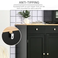 HOMCOM Sideboard with Rubberwood Top and Adjustable Shelves for Dining Room, Kitchen - Black(m-7)