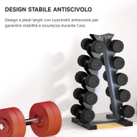 SPORTNOW Rastrelliera per Manubri in Acciaio a 5 Livelli con Inserti in Plastica, 35x33x66 cm, Nera(m-6)