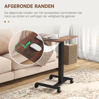 Vinsetto Staand bureau, statafel, verstelbare hoogte, 4 wielen, 65 cm x 48 cm x 108 cm, bruin + zwart(m-4)
