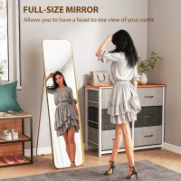 HOMCOM 40 x 160 cm Rectangular Full Length Mirror - Gold Tone(m-4)