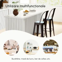 HOMCOM Scaun Metalic Solid si Stivuibil, 44x46x116 cm, negru(m-8)