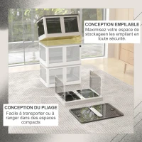 HOMCOM Boîte de rangement pliable et empilable 99L en plastique avec couvercle et 4 roulettes, accès à 5 côtés, blanc(m-4)