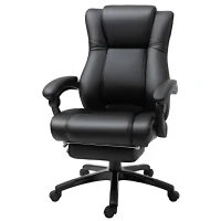 Vinsetto Executive Home Office Chair High Back PU Leather Recliner, w/ Foot Rest, Black(m-12)