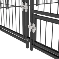 PawHut Parque para Cães com Toldo Canil para Exterior com Suporte Giratório para Comida 2 Tigelas 211x211x151 cm Preto Marrom(m-9)