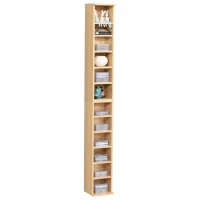HOMCOM Set of 2 CD Media Display Shelf Unit Tower Rack w/ Adjustable Shelves Wood Color(m-10)