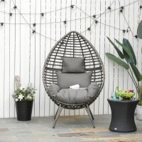 Outsunny eardop PE Wicker Rattan Chair w/ Thick Cushions 4 Legs Outdoor Seat Egg Garden(m-10)