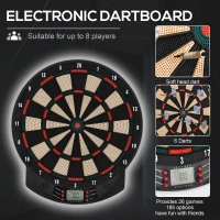 HOMCOM Plastic Electronic Dartboard w/ 6 Darts Black(m-5)