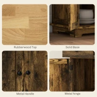 HOMCOM Sideboard with Rubberwood Top and Adjustable Shelves for Dining Room, Kitchen - Rustic Brown(m-6)