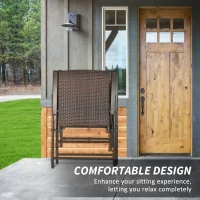 Outsunny 2pcs Folding Garden Chair Rattan Bistro Set with Armrest for Outdoor Steel Frame(m-6)