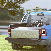 HOMCOM Boite de rangement - boîte à outils en aluminium - caisse à outil alu. poignées rétractables verrouillage clé dim. 76L x 33l x 25H cm(m-2)