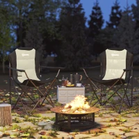 Outsunny Set 2 Scaune Pliabile de Camping cu Suport Pahar și Genți Crem(m-2)