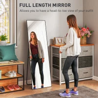 HOMCOM Oglindă de Podea Corp Întreg Autoportantă sau de Perete 50x160 cm Neagră(m-4)