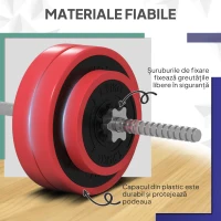 SPORTNOW Set Bară cu Greutăți 30 kg Antialunecare cu 6 Discuri Roșu(m-6)