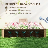 Outsunny Jardinieră de Exterior cu Compostor și Bază Deschisă din Lemn de Brad, 123x123x25,5 cm, Lemn Natural(m-6)