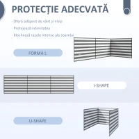 Outsunny Paravânt Pliabil de Plajă în Poliester cu Bare de Oțel, 540x150 cm, Gri(m-4)