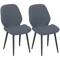 HOMCOM Set 2 Scaune de Luat Masa cu Spătar Curbat, în Material Textil de Tip In, Spumă și Oțel, 46x56x86 cm, Gri și Negru