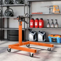 HOMCOM Engine Stand, 570 kg Rotating Engine Stand with 360 Degree Adjustable Head, 4 Mounting Arms, Heavy Duty Steel Support, Universal Wheels for Garage Workshop Auto Repair, Orange(m-9)