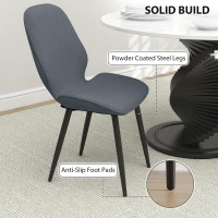 HOMCOM Set 2 Scaune de Luat Masa cu Spătar Curbat, Scaune Moderne de Bucătărie în Material Textil de Tip In cu Picioare de Oțel pentru Sufragerie, 46x56x86 cm, Gri și Negru(m-6)