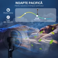 HOMCOM Ventilator cu Pulverizare de Apă, 3 Viteze și 3 Moduri cu Telecomandă, Negru(m-7)