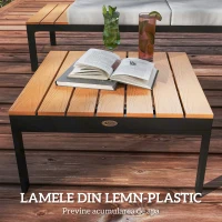 Outsunny Set Mobilier de Grădină din 4 Piese, cu 2 Canapele și 2 Măsuțe de Cafea, 141x64x62 cm, Lemn Natural(m-7)