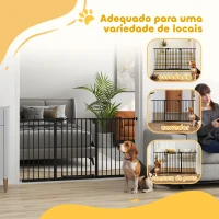 PawHut Barreira de Segurança Extensível para Portas e Escadas com Fechamento Automático e Sistema de Duplo Bloqueio 74-147,5x76,2 cm Preto(m-8)