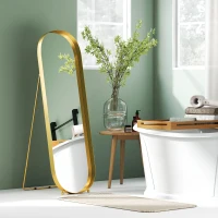 HOMCOM Ganzkörperspiegel mit Metallrahmen, 160 x 50 cm, goldfarbener Rahmen, für Wohnzimmer, Schlafzimmer(m-9)