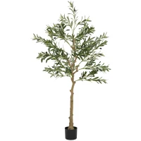 HOMCOM Plantă Artificială Măslin 150 cm cu 720 Frunze, 32 Măsline și Ghiveci(m-10)