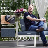 Outsunny Set Mobilier de Grădină din 4 Piese cu 2 Canapele, Fotoliu Reglabil și Măsuță de Cafea, 121x61x62 cm, Gri(m-6)