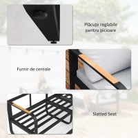 Outsunny Set Mobilier de Grădină cu Canapea cu 3 Locuri, Canapea cu 2 Locuri și Măsuță de Cafea, 180x60x64 cm, Gri(m-8)