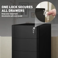 Vinsetto 3-Drawer Steel Filing Cabinet with Lock - Black(m-6)